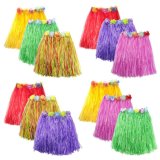 Kids Children Adults Colorful Flowered Hawaiian Costume Events Birthdays Celebrate Party Hula Grass Straw Skirt Decoration Dress