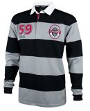 Long Sleeves Striped Polo Shirt with Embroidery Logo