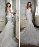 Spaghetti Bridal Gown Lace Appliqued Mermaid Wedding Dress SA20178