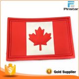 Red Canada Flag Soft Rubber PVC Hook & Loop Backing Patch