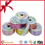 Polyester Printed Single Face Ribbon Roll with Gold Lines for Gift Box