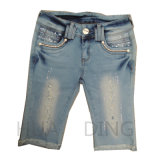 Fashion Design Lady's Short Jeans with Nail Bead (HDLJ0025)