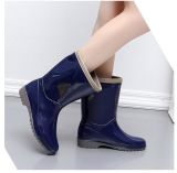 Women MID-Calf PVC Rainboots Hard-Wearing Waterproof Water Shoes Woman Wellies Soft Comfortable Rain Boots