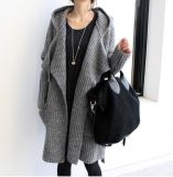 Hooded Cap Belt Thick Needle Loose Long Sweater (BTQ210)