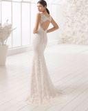 Sexy V Neck Hollow Back Mermaid Lace Bridal Gown Wedding Dress