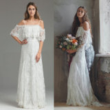 off Shoulder Lace Bridal Formal Gown Shawl Empire Wedding Dress H033