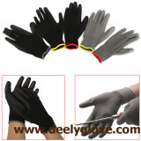Seamless Knit Polyester Gloves with Black PU Coated Glove