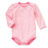 OEM 2014 Newest Warm Soft Pink Stripe Baby Romper