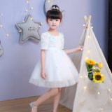 Ivory Knee Length Lace Flower Girl Dress