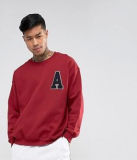 Custom Mens Red Oversized Sweatshirt with Applique