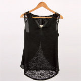 Latest Design Wholesale Sleeveless Young Ladies Tops with Beaded