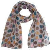 Fashion Polyester Voile Scarf with Colorful Dots Printed (YKY4224)