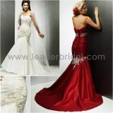 Strapless Ivory Red Mermaid Bridal Wedding Dress Br73