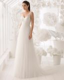 Sexy Open Back V Neck Lace and Tulle Bridal Dress Wedding Gown