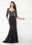 Amelie Rocky Black Beading Mermaid Chiffon Evening Dress Mother Formal Gown