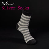 Men's Anti-Bacterial Silver Fiber Stripe Cotton Socks