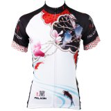 Chinese Orchid Motif Summer Short Sleeve Cycling T-Shirts Women's Bicycling Jersey Jacket