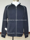 Men Knitted Fashion Turtle Neck Cardigan with Zipper (10-0340)
