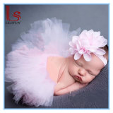 Children Infant Chiffon Flowers Baby Dress Suit Photo Headband and Skirt Suits
