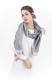 Tt-90%Wool &10% Cashmere Yarn Dye Ladies Scarf