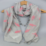 Girls Embroidery Pink Fish Cotton Woven Scarf