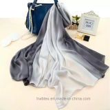 Top Quality Silk Lady Shawl with Degrading Color (HK11)