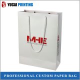 Luxury White Paper Shopping Bag with Red Logo