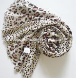 fashion Gold Powder Leopard Printing Polyester Lady Scarf (HWBPS094)