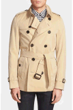 Wholesale Customerized Men's Short Double Breasted Trench Coat