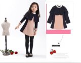 Girls Long-Sleeved Fake Two-Piece Shawl Princess Dress in Spring and Autumn
