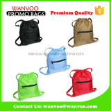 190t Polyester Drawstring Sport Bag W / Zip Pocket