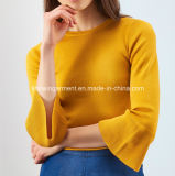 Ladies Knitted Round Neck Long Sleeve Sweater with Softer Handfeel