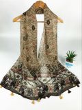 100%Cotton Voile Europe Print with Fringed Fashion Long Scarf