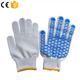 Cotton String Knitted Gloves Blue PVC Dots Safety Work Glove