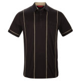 Mens Thin Stripe Jersey Stretch Golf Polo Shirts with Logo