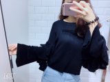 Floral Sleeve Women Fashion Ribbed Knitwear