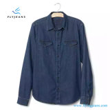 New Style Simple Retro Long Sleeves Men Denim Shirts with Dark Wash by Fly Jeans