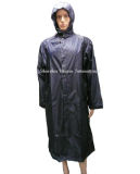 Dark Blue Long Rain Coat with Reflective Strip for Police