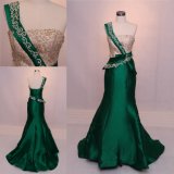 India One Shoulder Green Mermaid Ladies Fashion Party Evening Dress