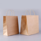 OEM Production Custom Logo Printed Brown Kraft Take Away Food Package Gift Shopping Paper Bag