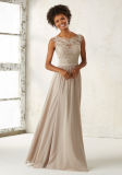 Champagne Embrioder Beading Chiffon Evening Prom Party Bridesmaid Dress
