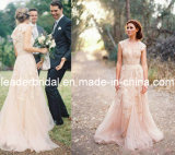 Blush Pink Bridal Formal Gown Lace Bodice Wedding Dress B14715