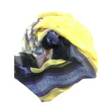 100% Silk Chiffon Printed Crinkle Shawl (AFS1000075)