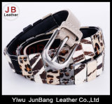 Fashion Genuine Leather Leopard Print Slender Belt