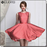 Quality Summer Stripe Print Dress Fashion Women Garment