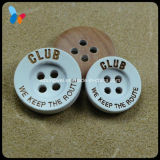 Custom Laser Engraved Logo Coated White Wood Button
