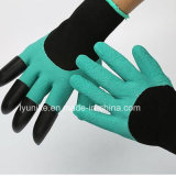 Hot Sale Handed Garden Genie Gloves with Plastic Fingertips