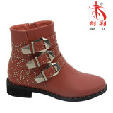 Women Casual Leather Shoes Buckle-Strap Lady Boots Shoes (AB612)