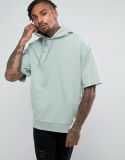 Oversized Short Sleeve Hoodie with City Back Print