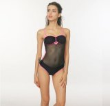 One Piece Transparent Black Mesh Sexy Ladies Swimwear Bikini Swimsuit